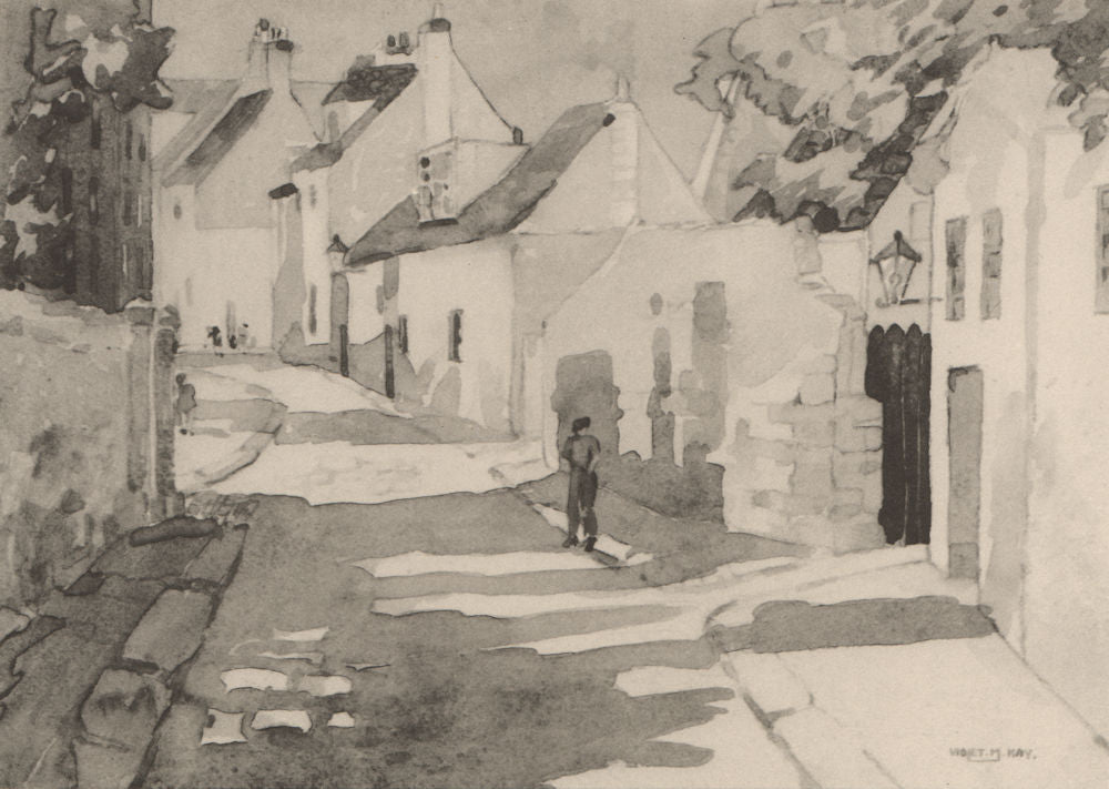 ABERDEEN. View of Old Aberdeen. Scotland. By Violet M. Kay 1952 print